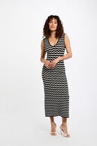 Robe tricot longue ajustée noir femme