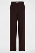 High-waisted wide-leg trousers dark brown women