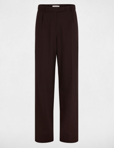 High-waisted wide-leg trousers dark brown women