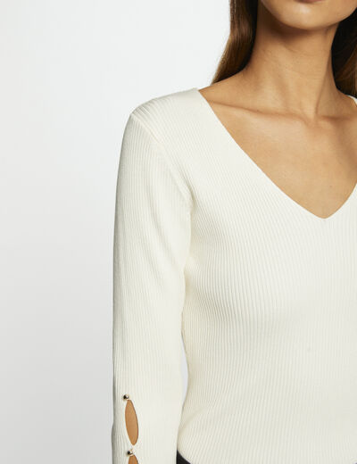 Jumper long sleeves slits and buttons ivory ladies'