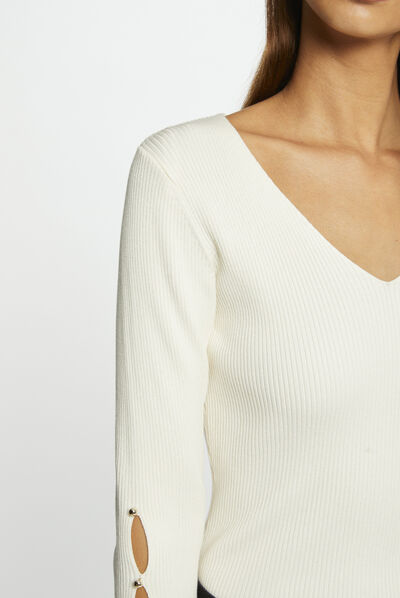 Jumper long sleeves slits and buttons ivory ladies'