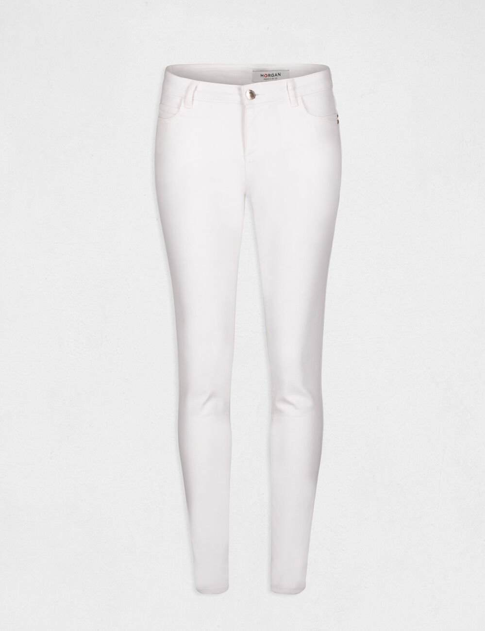 Low-waisted skinny jeans ecru women