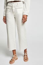 Jeans flare taille haute blanc femme