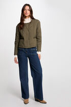 Short padded jacket khaki green women