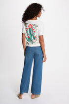 Printed t-shirt with round neck white women