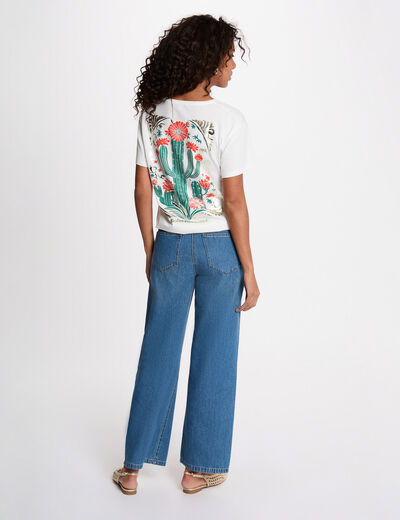 Printed t-shirt with round neck white women