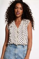 V-neck short-sleeve shirt ivory women