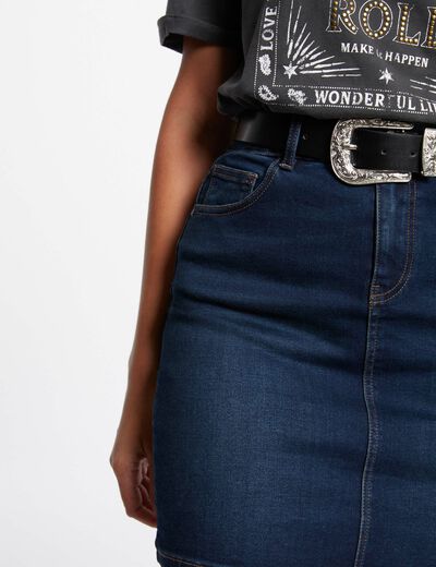 Short denim skirt raw denim women