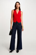Sleeveless cardigan V-neck red women