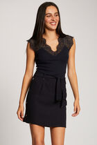 Vest top with wide straps and lace navy blue women