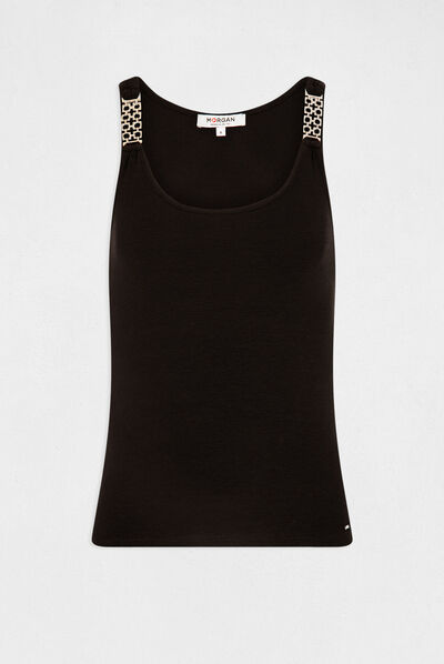 Vest top straps with ornaments black ladies'