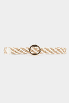 Braided belt with rhinestones white women