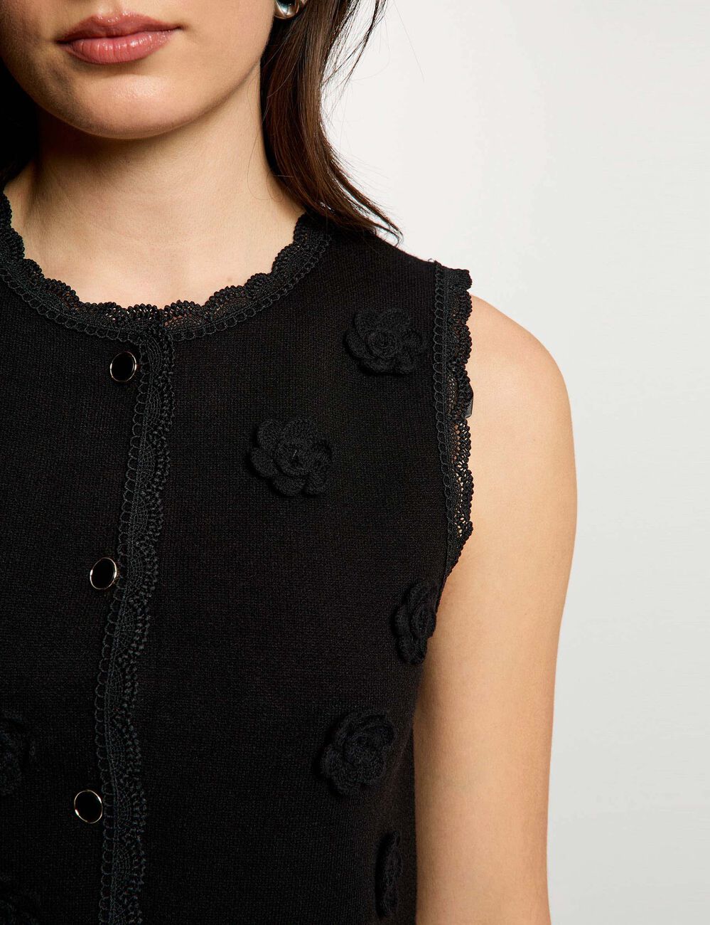 Fitted cardigan with round neck black women