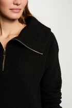 Jumper with zipped-rollneck black women