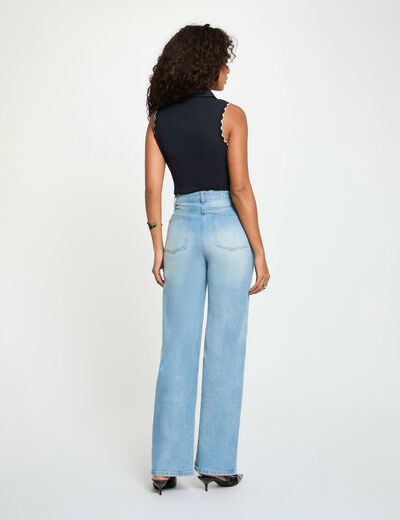 Sleeveless top with a lapel collar navy blue women