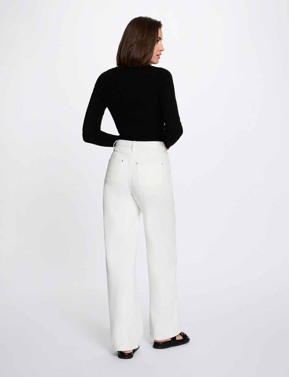 Fitted V-neck sweater black women