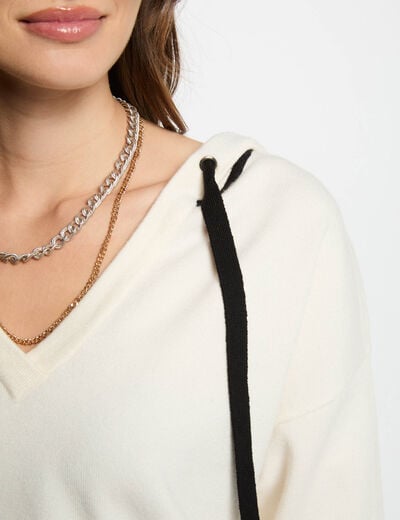 Jumper V-neck and hood white women