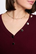 Fitted V-neck sweater bordeaux women