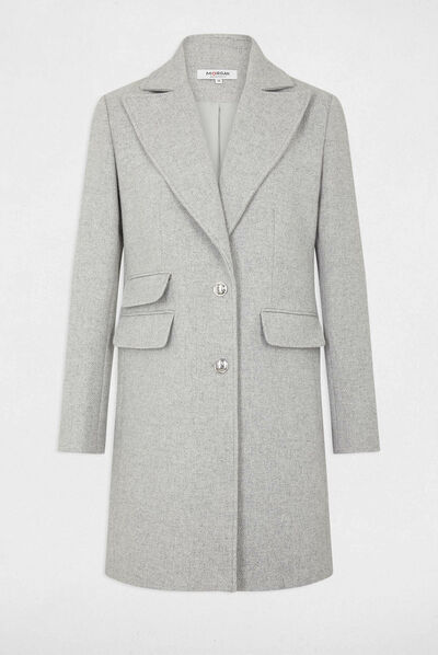 Buttoned long coat light grey ladies'