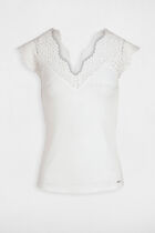 Vest top with wide straps and lace ivory women