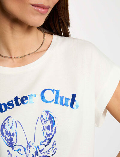 Straight t-shirt with round neck white women