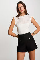 Straight tweed shorts black women