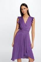 Sleeveless loose straight dress dark purple women