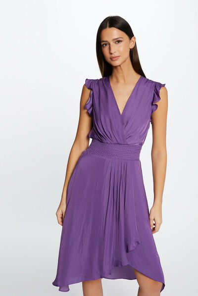 Sleeveless loose straight dress dark purple ladies'