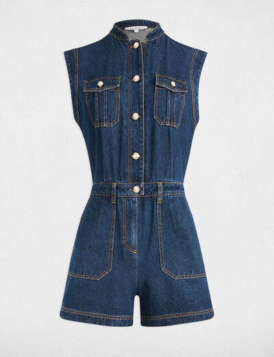 Denim playsuit raw denim women