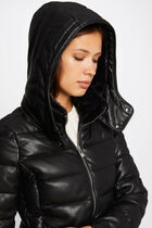 Straight padded jacket with hood black women