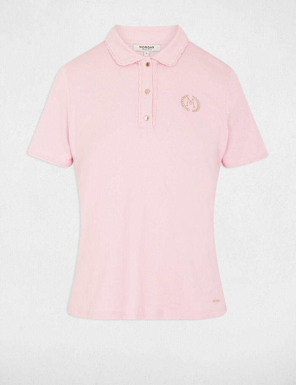 Light knit with a turn-down collar pink women