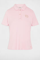 Light knit with a turn-down collar pink women