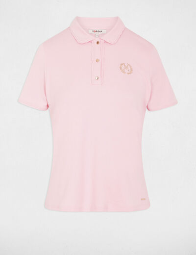 Light knit with a turn-down collar pink women