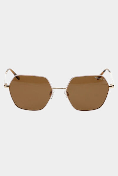 Hexagonal sunglasses beige ladies'