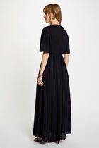 Long dress with v-neck navy blue women