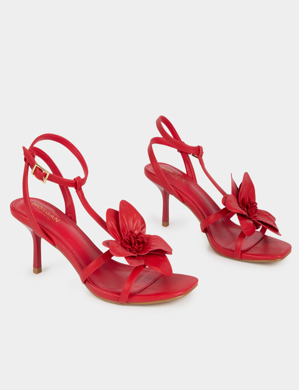 Faux leather sandals red women