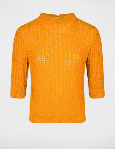 3/4-length sleeved jumper with open back orange ladies'