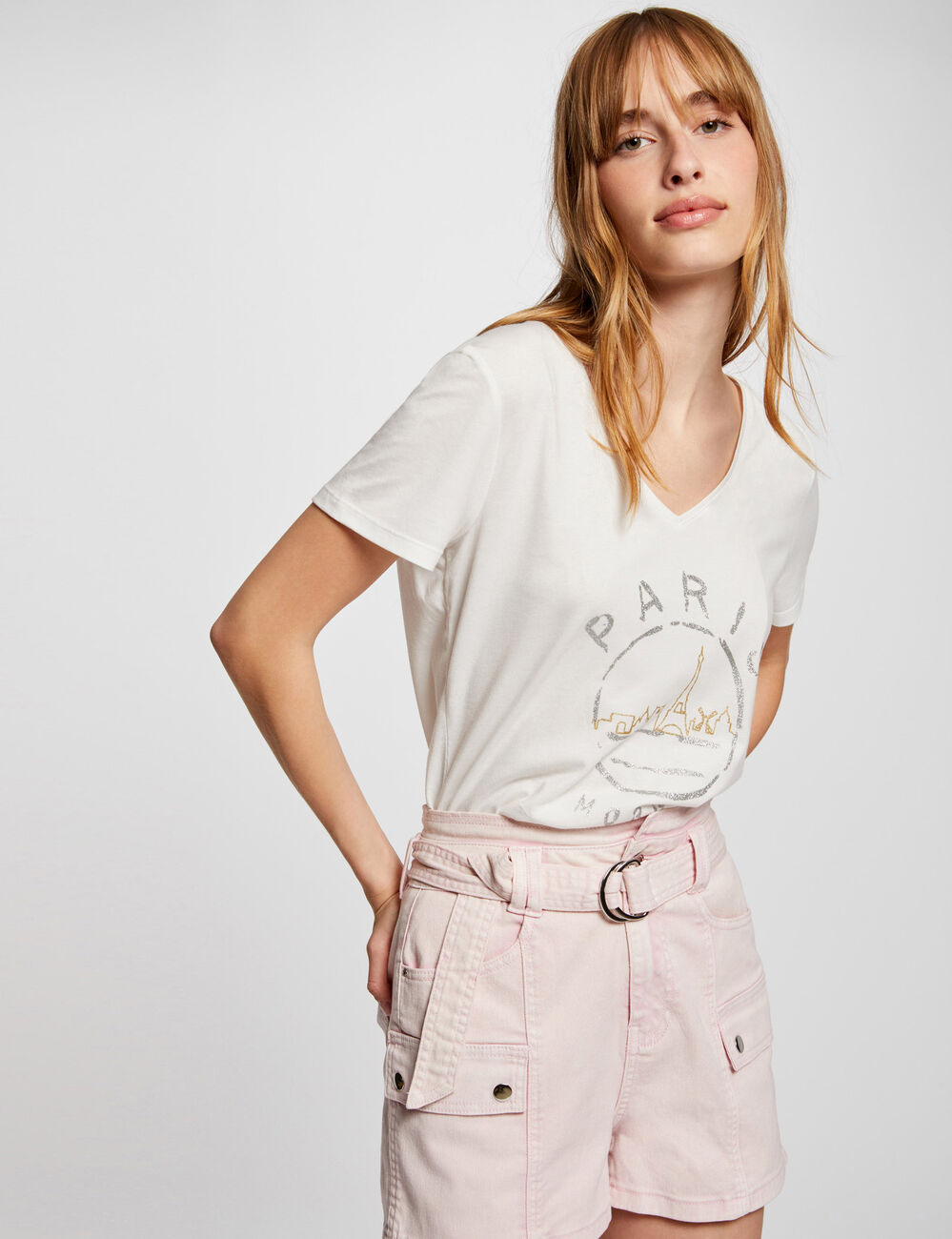T-shirt with message ecru women