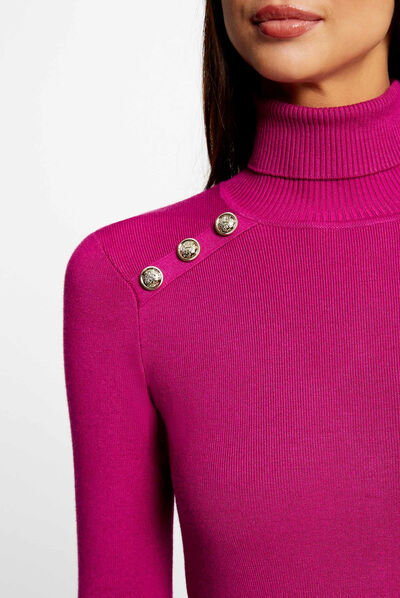 Fitted jumper dress with turtleneck raspberry ladies'