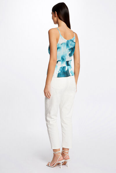 Blouse thin straps with abstract print multico ladies'