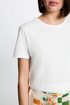 Embroidered round neck t-shirt white women