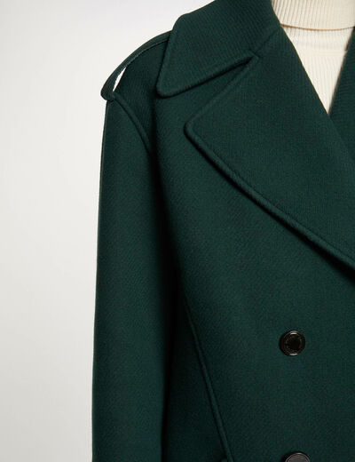 Long straight buttoned coat dark green ladies'