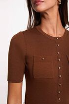 Short-sleeve round-neck sweater chocolate brown women