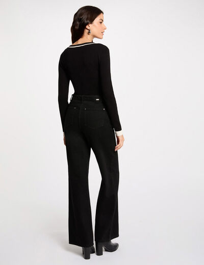 Long-sleeved jumper with V-neck black women