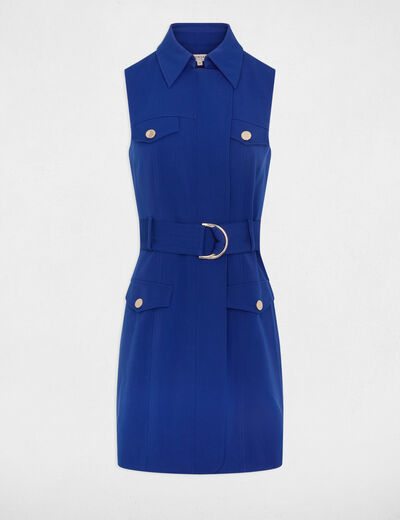 Belted waisted mini dress petroleum blue women