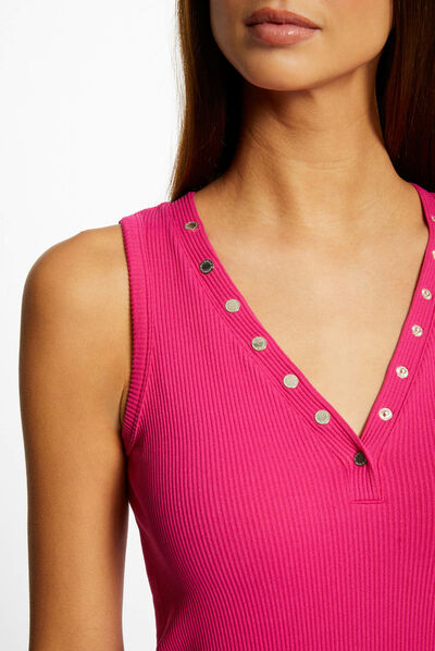 Ribbed vest top with wide straps  ladies'