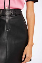 Straight faux leather skirt with studs black women
