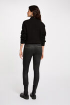 Slim trousers with wet effect black women
