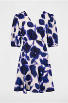 Robe courte évasée imprimée multicolore femme