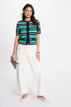 Striped jumper short-sleeves multicolor women